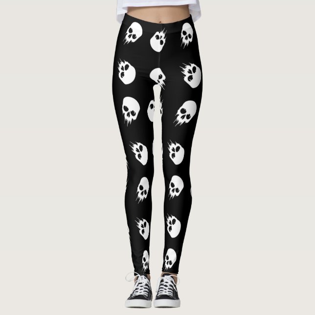 Leggings esqueleto blanco negro de halloween (Anverso)