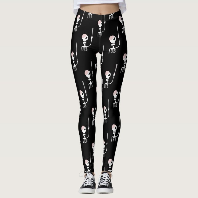 Leggings esqueleto de Halloween con una espada  (Anverso)