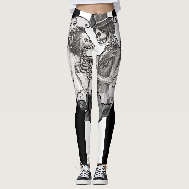 Leggings Esqueleto rayado Amor Pareja Matrimonio Baile (Anverso)