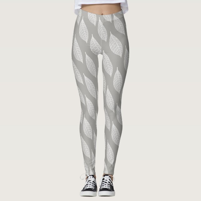 Leggings Esqueletos de hojas blancas (Anverso)