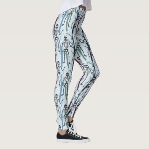 Leggings Esqueletos y árboles muertos en azul