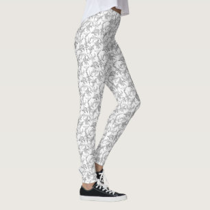 Leggings Esquema floral del lirio de los valles blanco y
