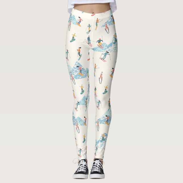 Leggings Esquiadores de invierno montañas nevadas (Anverso)