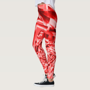 Leggings Esquina de cuadrados inclinados, rojo brillante a