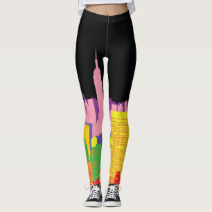 Leggings Esquina urbana: Decoración nocturna arcoiris.