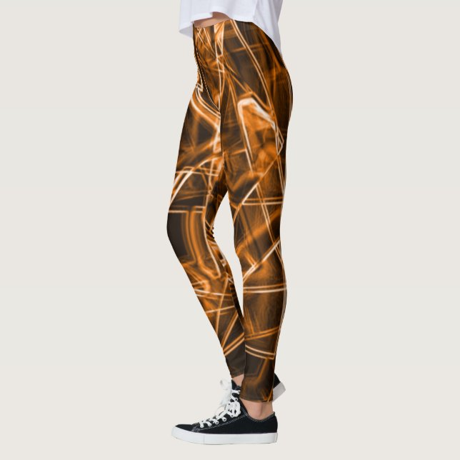 Leggings Esquinas cuadradas y puntos de naranja "neón" (Izquierda)
