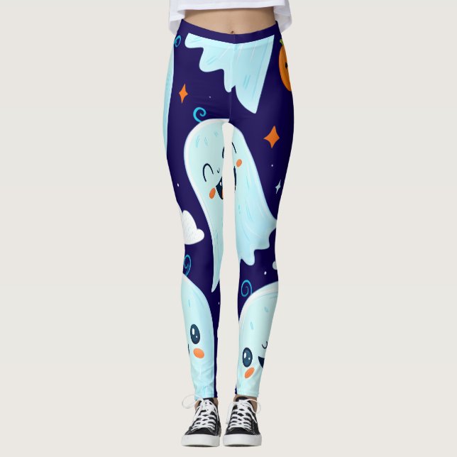 Leggings Esquivos ilustrados con caras sonrientes (Anverso)