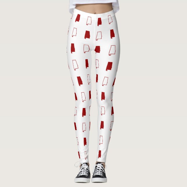 Leggings Estado carmesí y blanco del modelo de Alabama (Anverso)