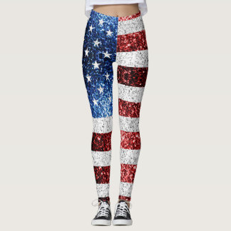 Leggings Estados Unidos bandera azul rojo brillante purpuri
