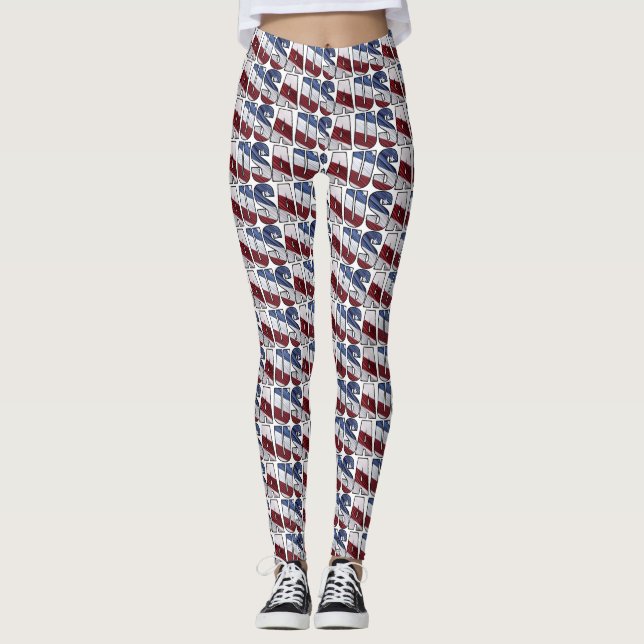 Leggings Estados Unidos: Bandera Patriótica Americana Roja  (Anverso)