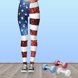 Leggings Estados Unidos bandera roja y azul chispa purpurin