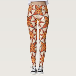 Leggings Estallido de Estrella Rojo Fuego y Naranja - Mosai
