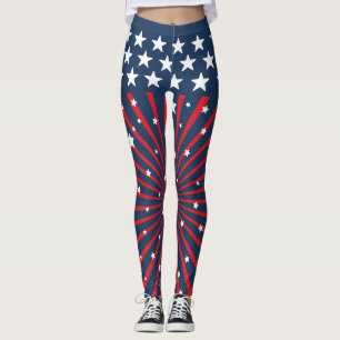 Leggings Estallido de estrellas patrióticas audaces del 4 d
