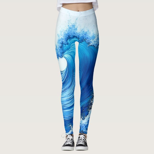Leggings Estallidos de onda azul Serene (Anverso)