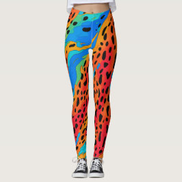 Leggings Estampa Animal Azul Naranja Abstracta Moderna Salv