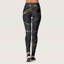 Leggings Estampa de mármol negro y dorado abstracto