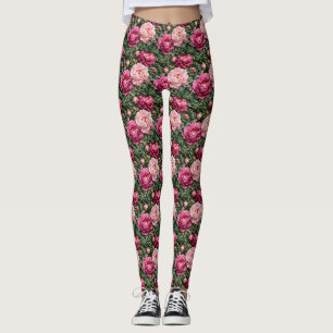 Leggings Estampa de peonía exuberante y follaje