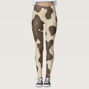 Leggings Estampa de vaca marrón rústica western de campo ro
