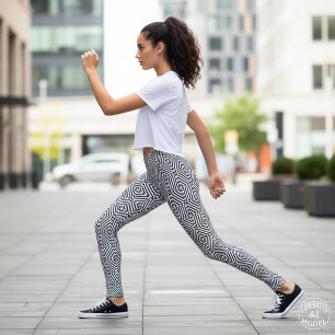 Leggings Estampa psicodélica geométrica moderna en blanco y