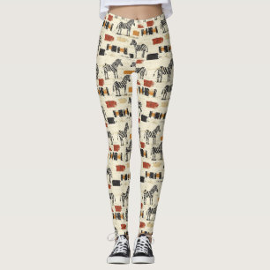 Leggings Estampa Safari Boho Rústica de Patrón de Cebra Vin
