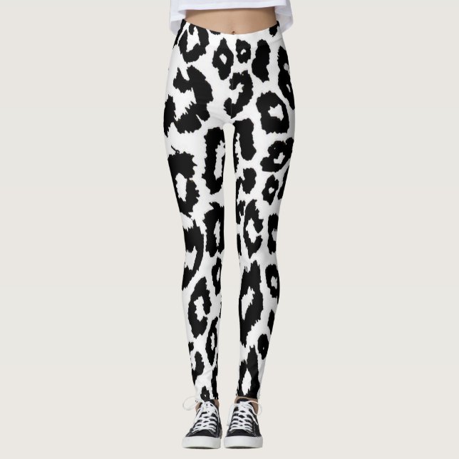 Leggings Estampado Animal Leopardo Negro y Blanco (Anverso)