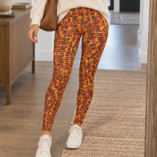 Leggings Estampado Animal Mixto Naranja y Leopardo