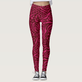 Leggings Estampado animal tigre rosa caliente y burdeos fem