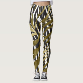 Leggings Estampado cebra negro y dorado Safari Chic Glamour