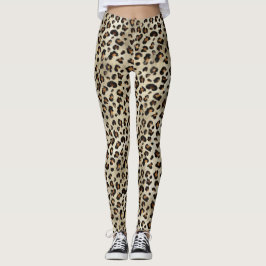 Leggings Estampado de Animal de Leopardo Guepardo Beige Mar