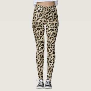 Leggings Estampado de Animal de Leopardo Guepardo Beige Mar