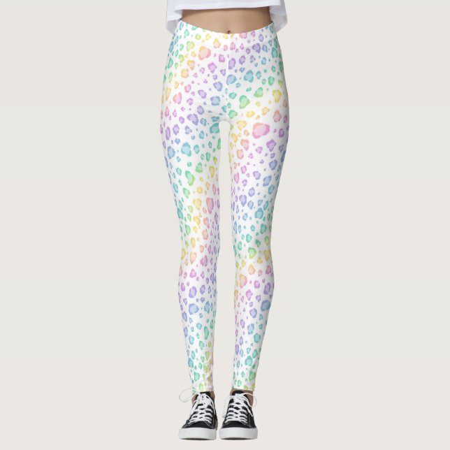 Leggings Estampado de animales del leopardo del arco iris (Anverso)