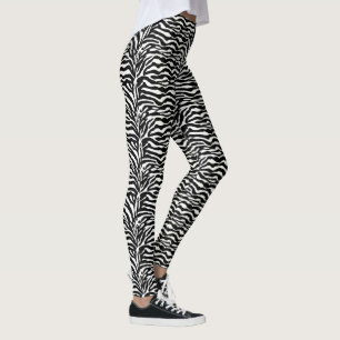 Leggings Estampado de animales salvaje, cebra en blanco y