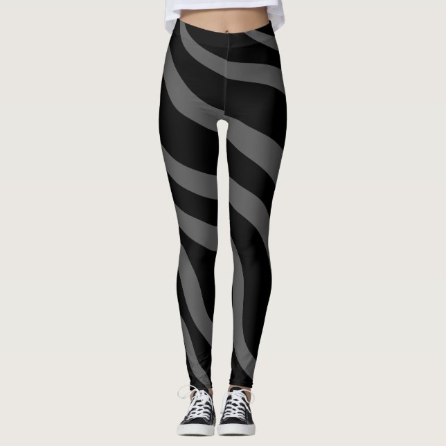 Leggings Estampado de cebra animal negro y gris (Anverso)
