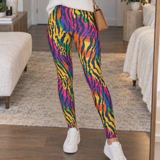 Leggings Estampado de cebra arcoíris (Subido por el creador)
