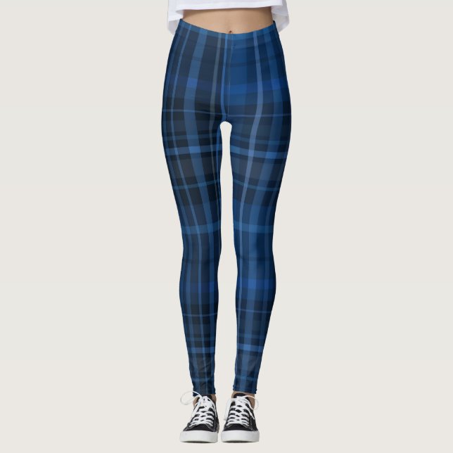 Leggings Estampado de Cuadros Azul Negro (Anverso)