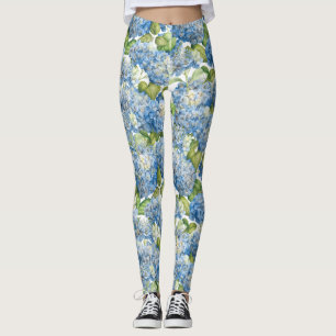 Leggings Estampado de flores azul del Hydrangea