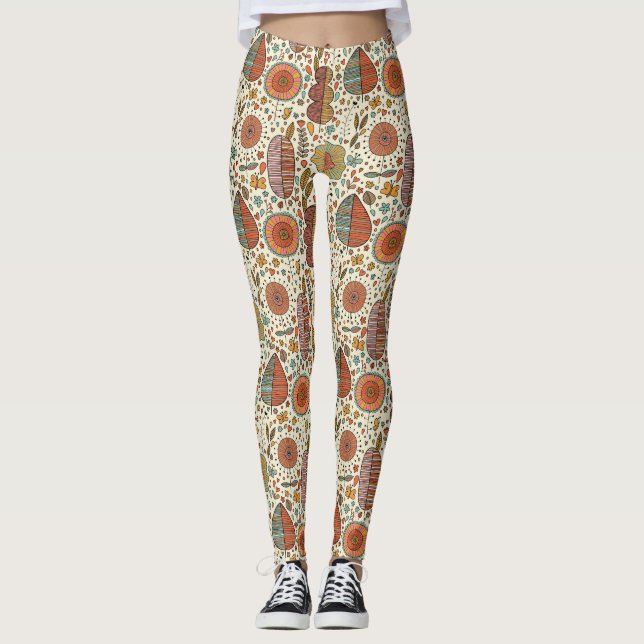 Leggings Estampado de flores del verano hecho de hojas (Anverso)