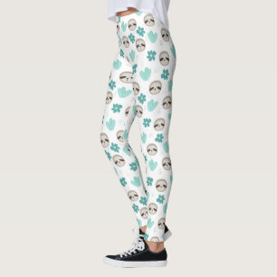 Leggings Estampado de flores dulce de la pereza
