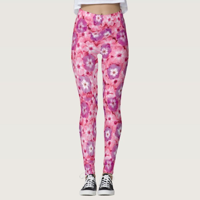 Leggings Estampado de flores rosado magenta bonito del (Anverso)