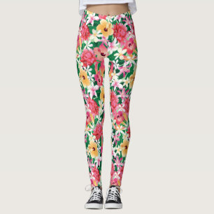 Leggings Estampado de flores tropical del hibisco