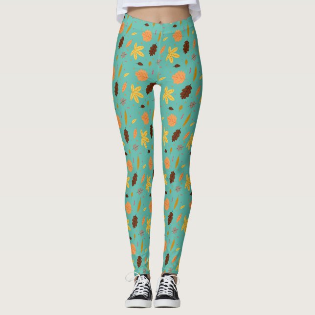 Leggings estampado de hoja azul claro | Estilo de  (Anverso)