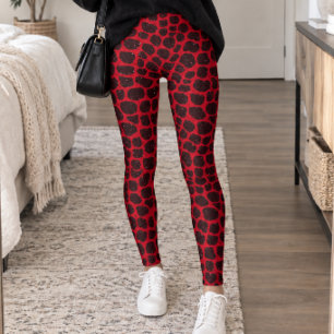 Leggings Estampado de jirafa negra roja