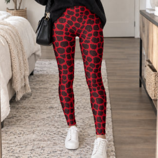 Leggings Estampado de jirafa negra roja