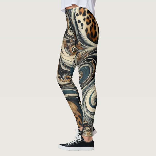 Leggings Estampado de leopardo abstracto en espiral (Izquierda)