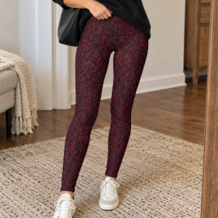 Leggings Estampado de leopardo carmesí oscuro
