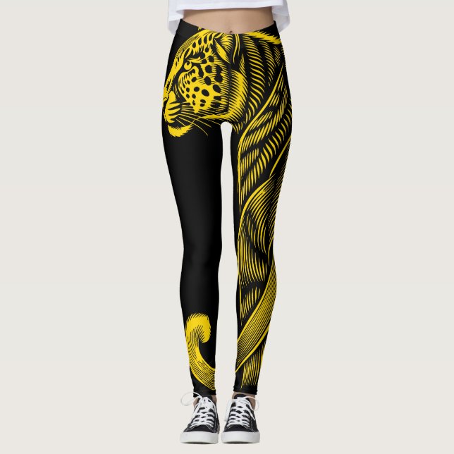 Leggings Estampado De Leopardo Dorado Muy De Moda (Anverso)