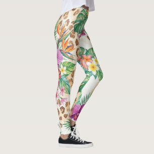 Leggings Estampado de leopardo floral tropical
