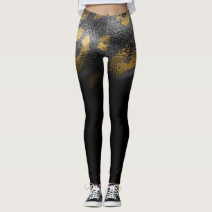 Leggings Estampado de leopardo guepardo dorado falso brilla