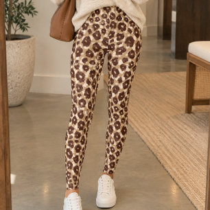 Leggings Estampado de leopardo marrón neutro