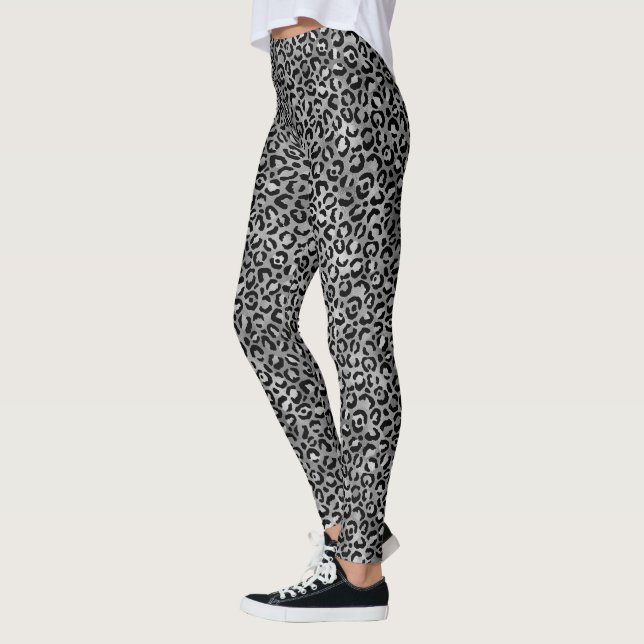 Leggings Estampado de leopardo negro plateado chic trendy (Izquierda)